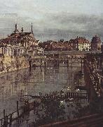 Ansicht von Dresden, Der alte Wassergraben des Zwingers, von der Orangerie Richtung Stadt aus gesehen, Bernardo Bellotto